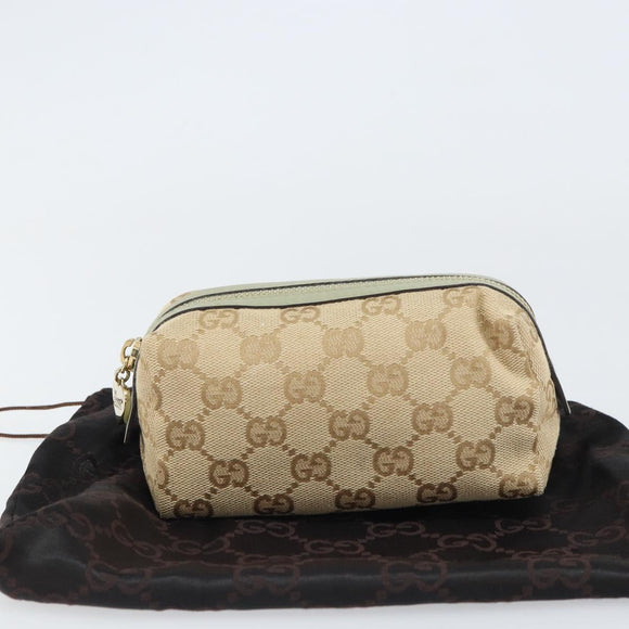 GUCCI GG Canvas Pouch Beige Gold 153228 Auth yk20044V