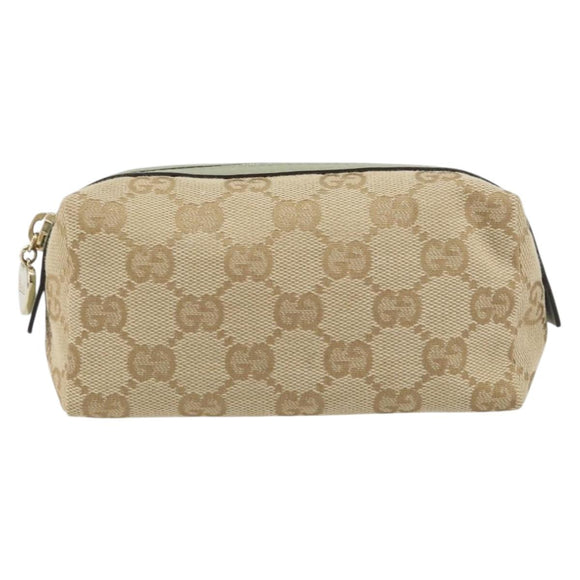 GUCCI GG Canvas Pouch Beige Gold 153228 Auth yk20044V