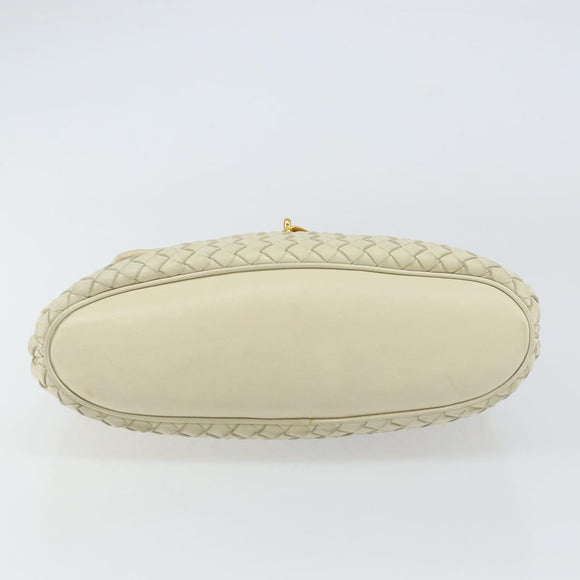 BOTTEGA VENETA INTRECCIATO Hand Bag Leather Beige Gold Auth yk20045