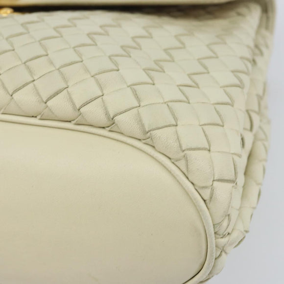 BOTTEGA VENETA INTRECCIATO Hand Bag Leather Beige Gold Auth yk20045
