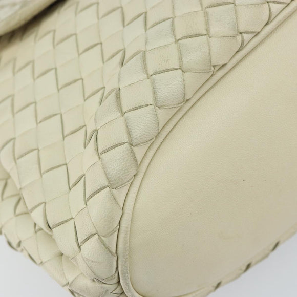BOTTEGA VENETA INTRECCIATO Hand Bag Leather Beige Gold Auth yk20045