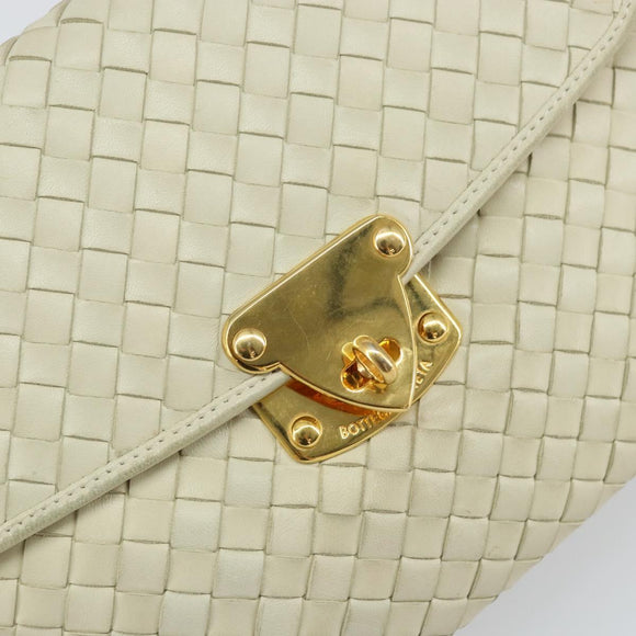 BOTTEGA VENETA INTRECCIATO Hand Bag Leather Beige Gold Auth yk20045