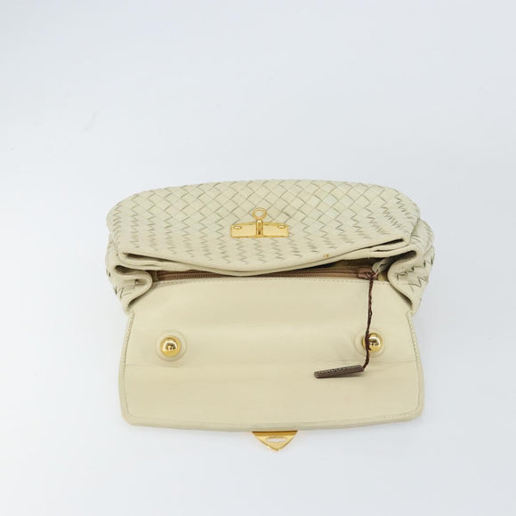 BOTTEGA VENETA INTRECCIATO Hand Bag Leather Beige Gold Auth yk20045