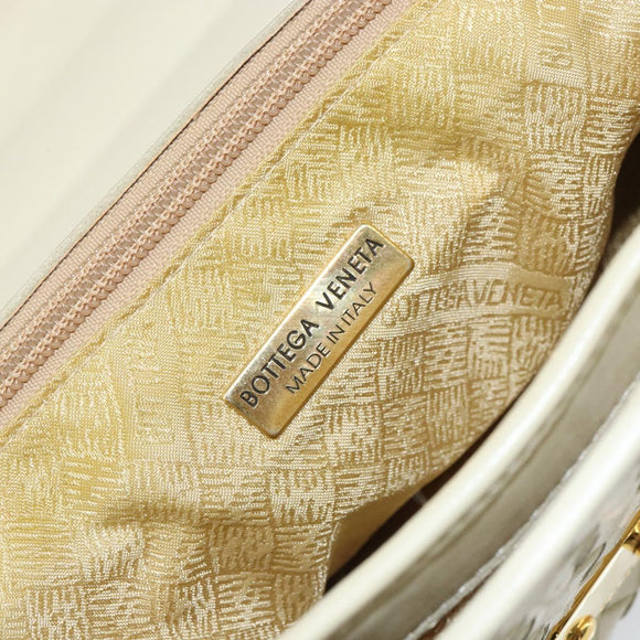 BOTTEGA VENETA INTRECCIATO Hand Bag Leather Beige Gold Auth yk20045