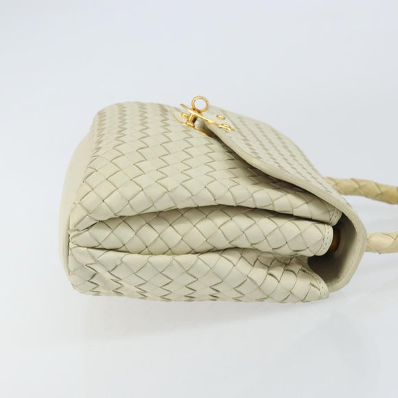 BOTTEGA VENETA INTRECCIATO Hand Bag Leather Beige Gold Auth yk20045