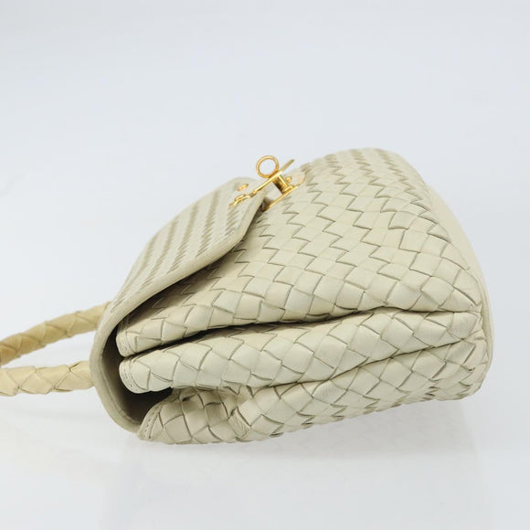 BOTTEGA VENETA INTRECCIATO Hand Bag Leather Beige Gold Auth yk20045