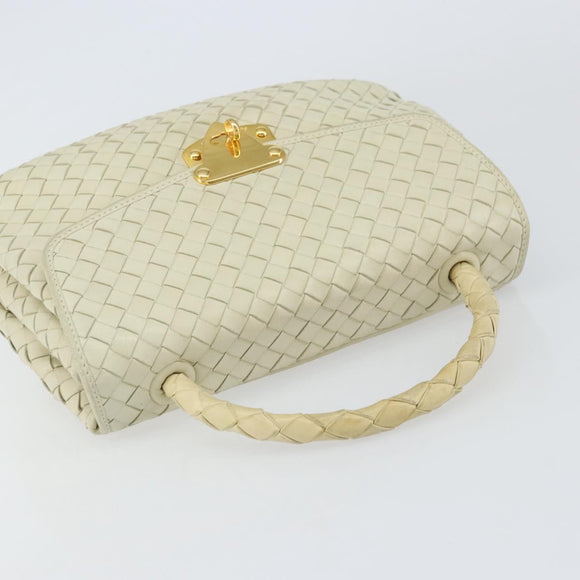 BOTTEGA VENETA INTRECCIATO Hand Bag Leather Beige Gold Auth yk20045