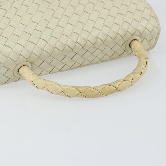 BOTTEGA VENETA INTRECCIATO Hand Bag Leather Beige Gold Auth yk20045