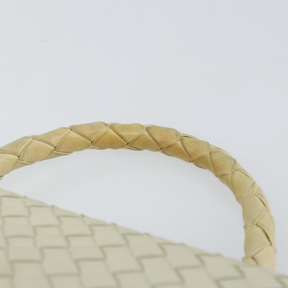 BOTTEGA VENETA INTRECCIATO Hand Bag Leather Beige Gold Auth yk20045