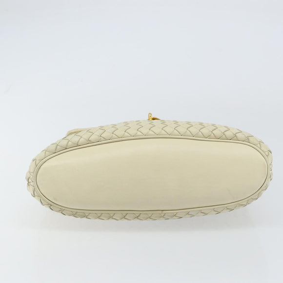 BOTTEGA VENETA INTRECCIATO Hand Bag Leather Beige Gold Auth yk20045