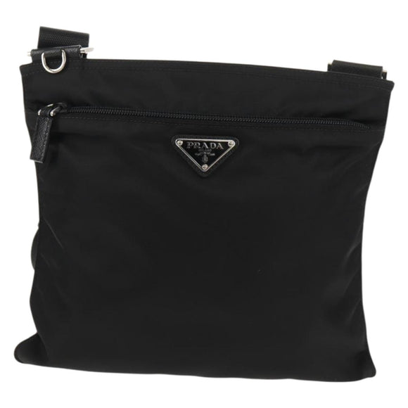 PRADA Shoulder Bag Nylon Black Silver Auth yk20046V
