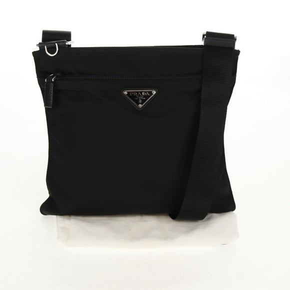 PRADA Shoulder Bag Nylon Black Silver Auth yk20046V