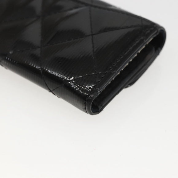 CHANEL Matelasse Key Case Enamel Black CC Auth yk20047V
