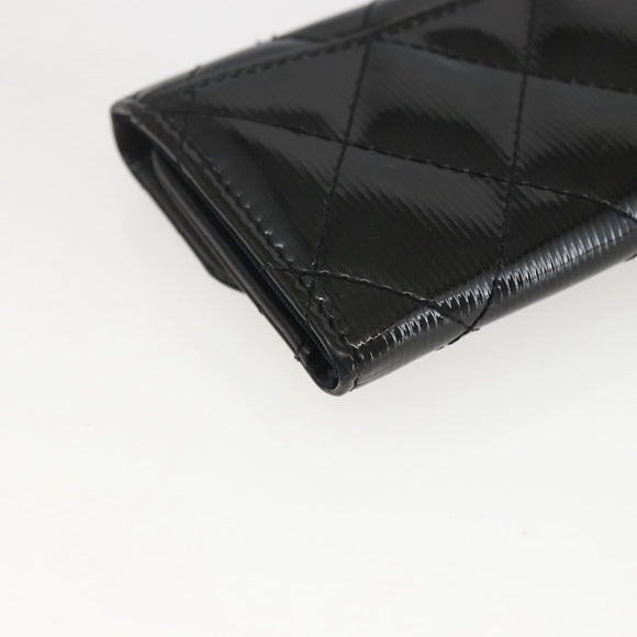 CHANEL Matelasse Key Case Enamel Black CC Auth yk20047V