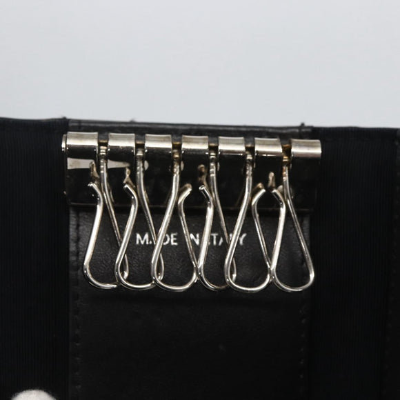 CHANEL Matelasse Key Case Enamel Black CC Auth yk20047V