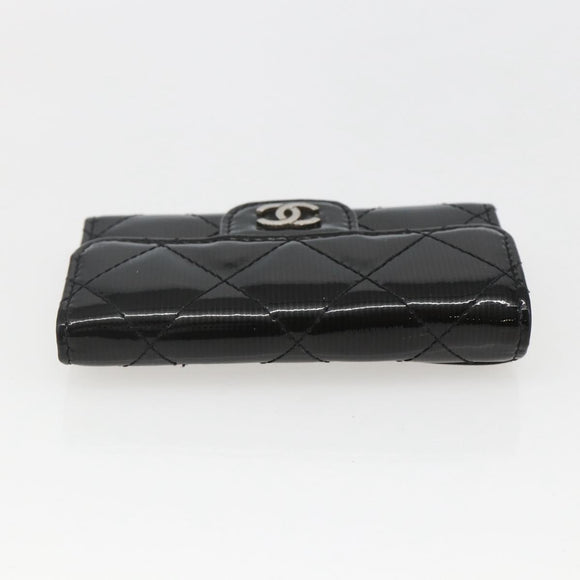 CHANEL Matelasse Key Case Enamel Black CC Auth yk20047V
