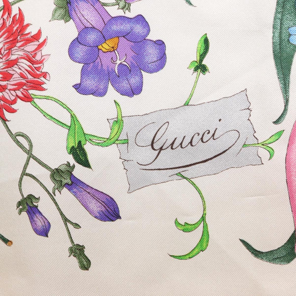 GUCCI Flora Scarf Silk Pink Auth yk20048