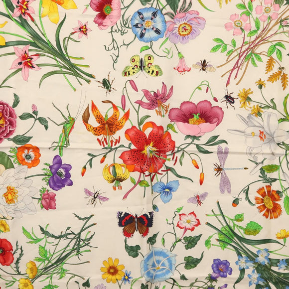 GUCCI Flora Scarf Silk Pink Auth yk20048