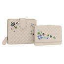 BOTTEGAVENETA INTRECCIATO Card Case Leather 2 Set White Auth yk20050-1