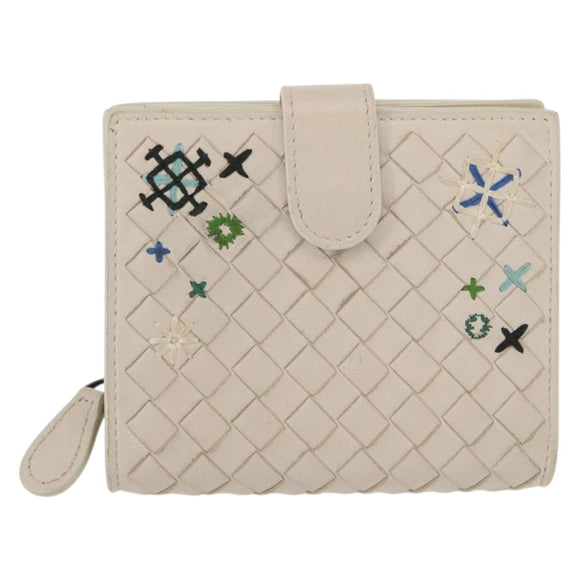 BOTTEGAVENETA INTRECCIATO Card Case Leather 2 Set White Auth yk20050