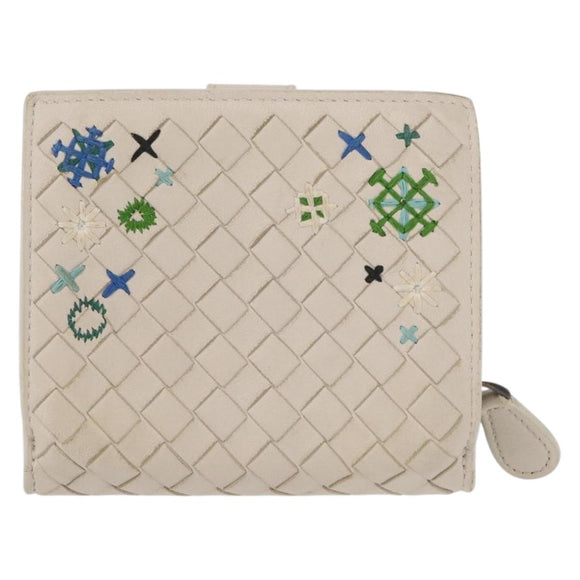 BOTTEGAVENETA INTRECCIATO Card Case Leather 2 Set White Auth yk20050