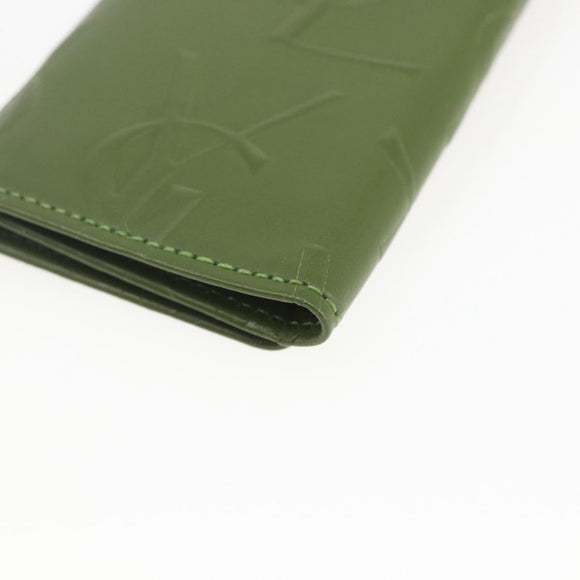 SAINT LAURENT Cassandra Key Case Leather Green Gold Auth yk20053