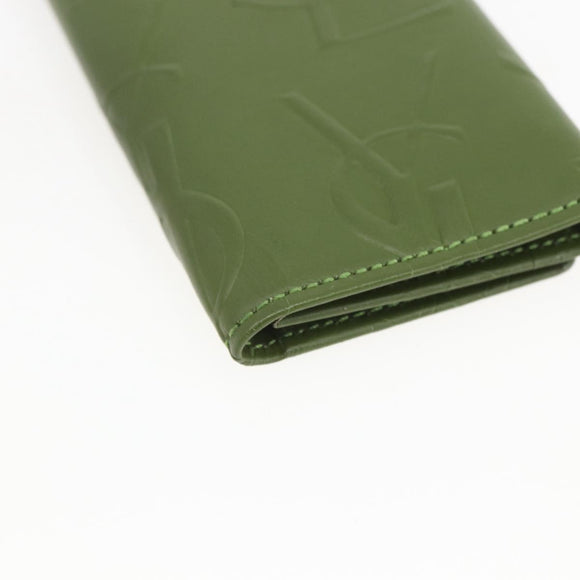 SAINT LAURENT Cassandra Key Case Leather Green Gold Auth yk20053