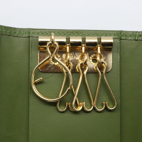 SAINT LAURENT Cassandra Key Case Leather Green Gold Auth yk20053