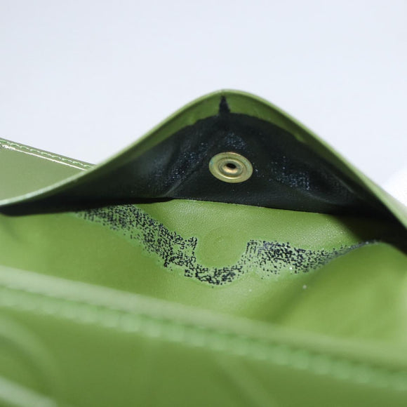 SAINT LAURENT Cassandra Key Case Leather Green Gold Auth yk20053