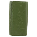 SAINT LAURENT Cassandra Key Case Leather Green Gold Auth yk20053-13