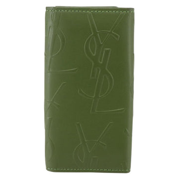 SAINT LAURENT Cassandra Key Case Leather Green Gold Auth yk20053 - 0