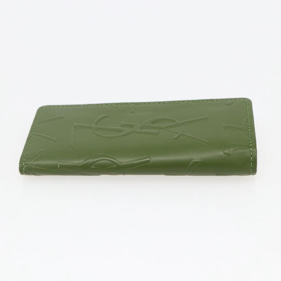 SAINT LAURENT Cassandra Key Case Leather Green Gold Auth yk20053