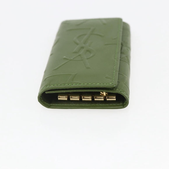 SAINT LAURENT Cassandra Key Case Leather Green Gold Auth yk20053