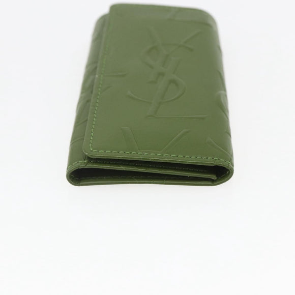 SAINT LAURENT Cassandra Key Case Leather Green Gold Auth yk20053