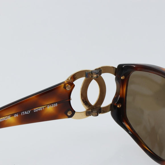 CHANEL COCO Mark Sunglasses plastic Brown CC Auth yk20054
