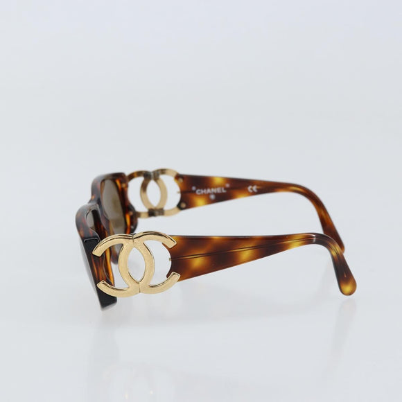 CHANEL COCO Mark Sunglasses plastic Brown CC Auth yk20054