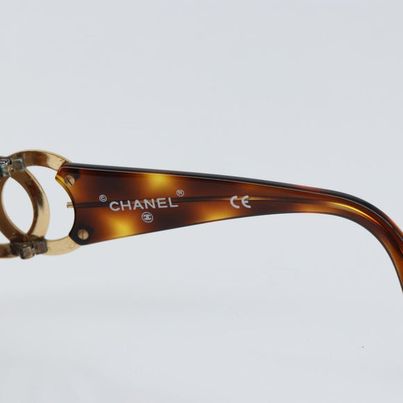 CHANEL COCO Mark Sunglasses plastic Brown CC Auth yk20054