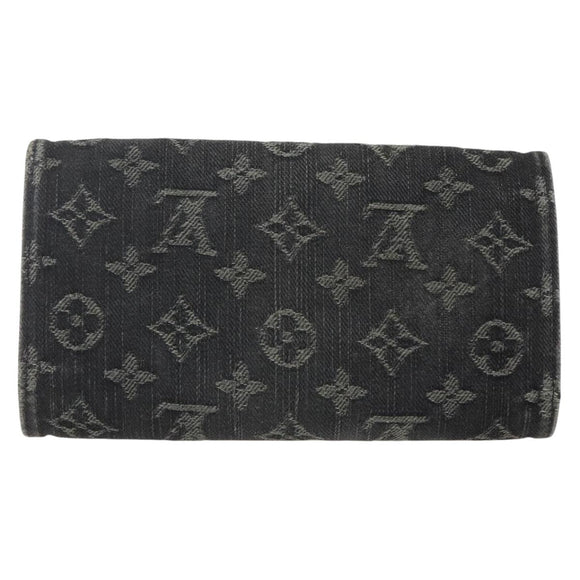 LOUIS VUITTON Denim Portefeuille Amelia Wallet Black M95512 Auth yk20055