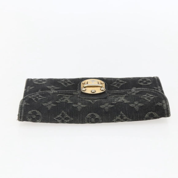 LOUIS VUITTON Denim Portefeuille Amelia Wallet Black M95512 Auth yk20055