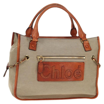 Chloe Harley Hand Bag Canvas Leather Beige Brown gold Auth yk20068V