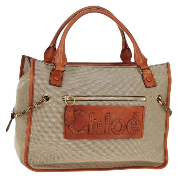 Chloe Harley Hand Bag Canvas Leather Beige Brown gold Auth yk20068V