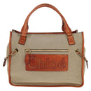 Chloe Harley Hand Bag Canvas Leather Beige Brown gold Auth yk20068V-13