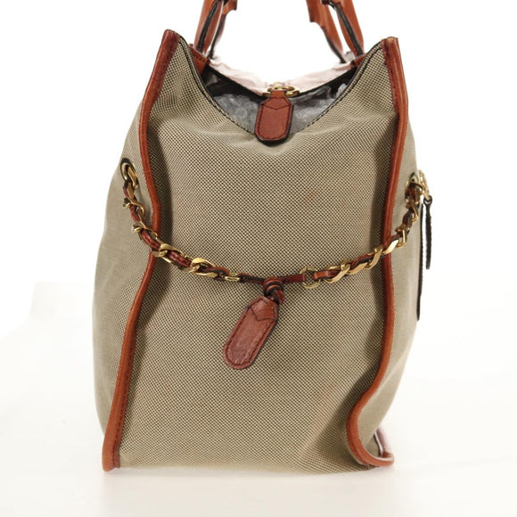 Chloe Harley Hand Bag Canvas Leather Beige Brown gold Auth yk20068V