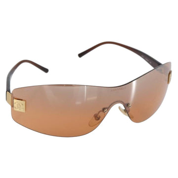 CHANEL Sunglasses plastic Brown CC Auth yk20070