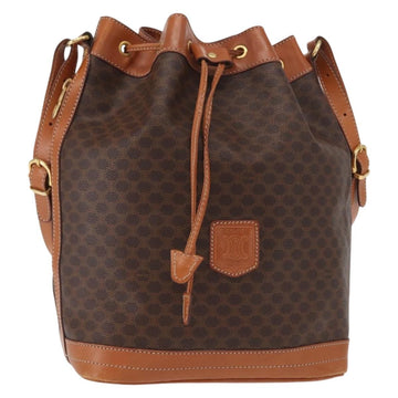 CELINE Macadam Canvas Shoulder Bag PVC Leather Brown Gold Auth yk20076V