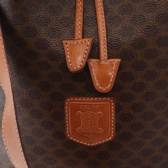 CELINE Macadam Canvas Shoulder Bag PVC Leather Brown Gold Auth yk20076V