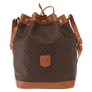 CELINE Macadam Canvas Shoulder Bag PVC Leather Brown Gold Auth yk20076V-13