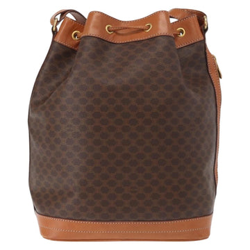 CELINE Macadam Canvas Shoulder Bag PVC Leather Brown Gold Auth yk20076V - 0