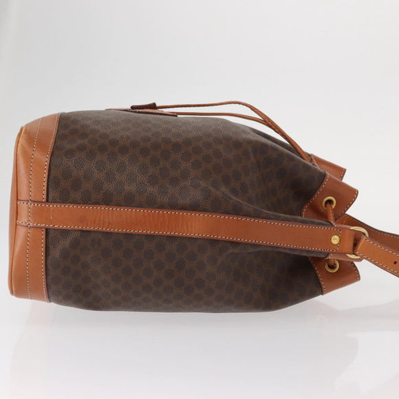 CELINE Macadam Canvas Shoulder Bag PVC Leather Brown Gold Auth yk20076V