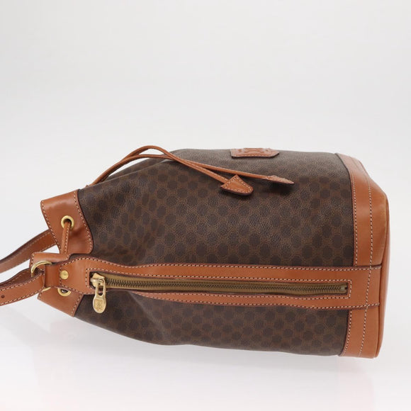 CELINE Macadam Canvas Shoulder Bag PVC Leather Brown Gold Auth yk20076V